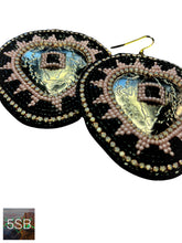 Load image into Gallery viewer, Black/Pink Concho Heart Earrings
