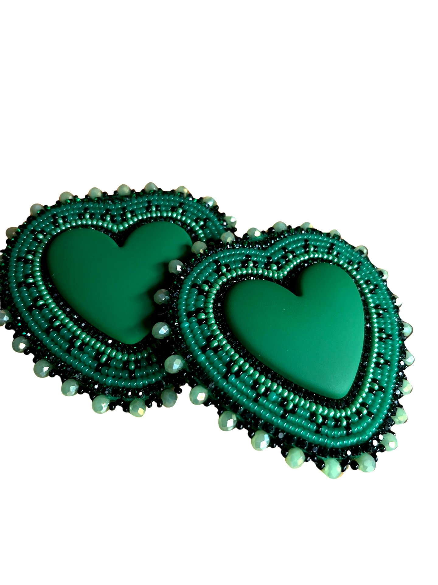 Dark Green Matte Heart Earrings