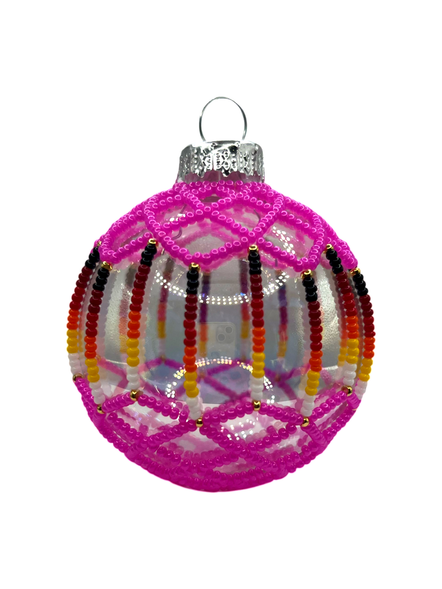 Hot Pink Beaded Ornament