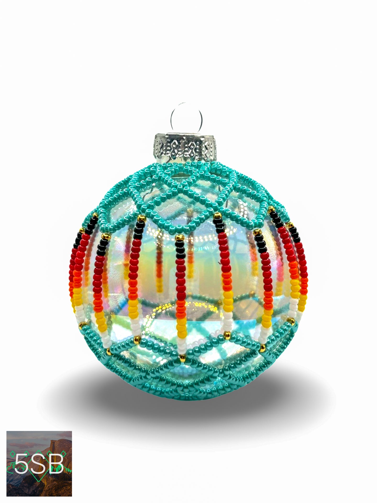 Turquoise Luster Beaded Ornament