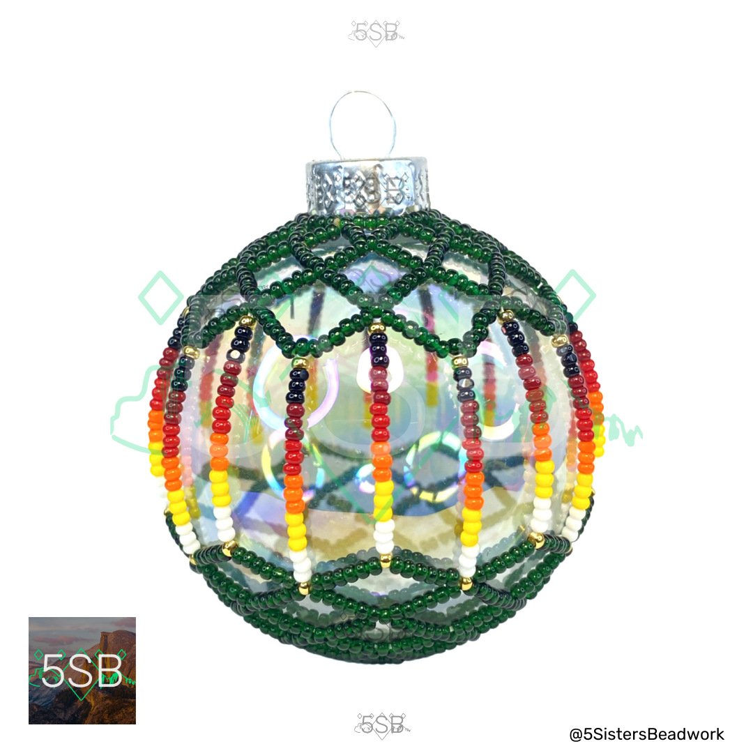 Transparent Forest Green Beaded Ornament