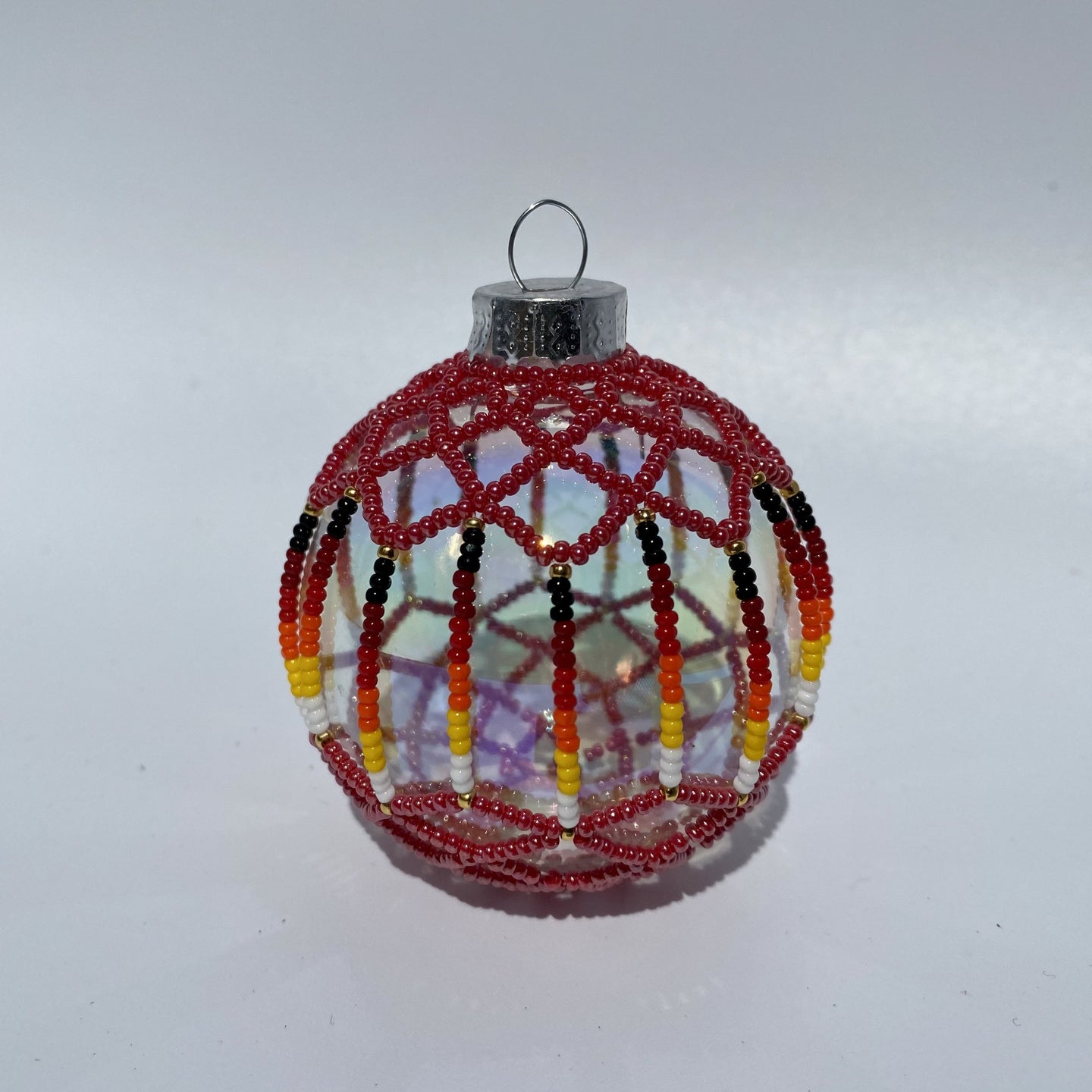 5 sisters beadwork beaded ornament, indigenous small business rainbow luster mix