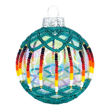 Load image into Gallery viewer, Translucent Teal Beaded Ornament
