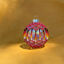 Load image into Gallery viewer, 5 sisters beadwork beaded ornament, indigenous small business red luster bead
