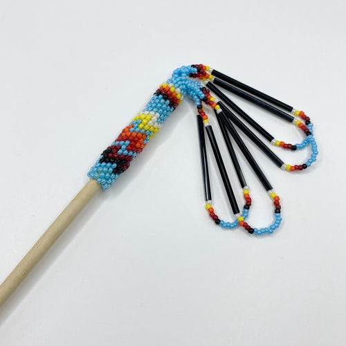 sky blue, hair stick, beaded, 5sb, 5 sisters beadwork, five sisters beadwork, shop native, buy indigenous bead work, handcrafted.