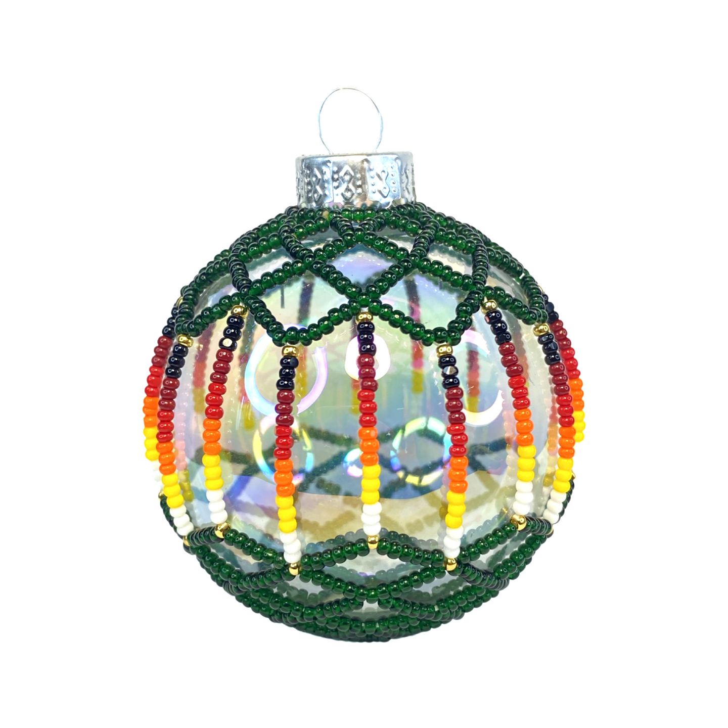 Transparent Forest Green Beaded Ornament